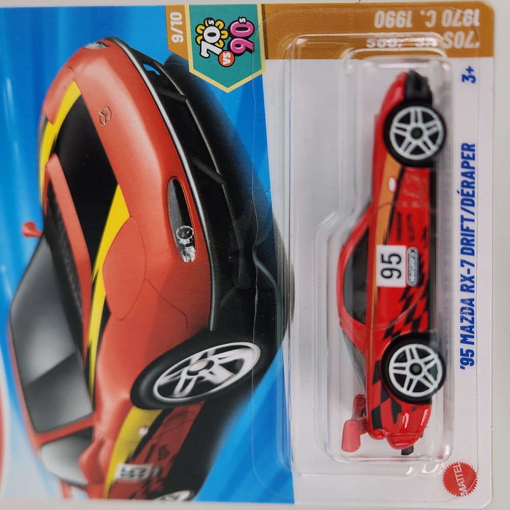 Hot Wheels MAZDA RX-7 DRIFT, 163/250, 9/10 70S VS 90S, 2025 Mattel Sealed Card